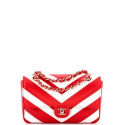 CC Chain Flap Bag Chevron Stitched Calfskin Mini