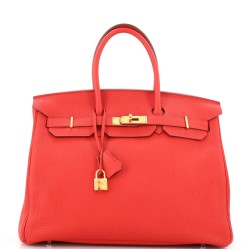 Birkin Handbag Geranium Togo with Gold Hardware 35