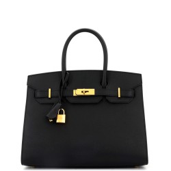 Birkin Sellier Bag Noir Epsom with Gold Hardware 30