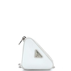 Triangle Pouch Bag with Chain Brushed Leather Mini