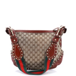 Pelham Web Hobo Studded GG Canvas Medium