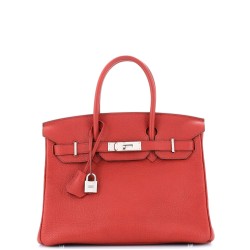 Birkin Handbag Rouge Garance Togo with Palladium Hardware 30