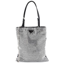 Convertible Open Tote Crystal Embellished Satin Mini