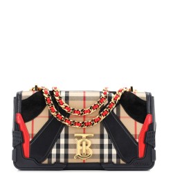 Lola Shoulder Bag Vintage Check Canvas with Leather and Suede Small