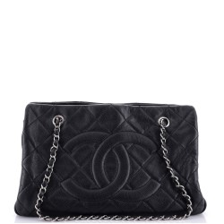 Timeless CC Shopping Tote Quilted Caviar Medium