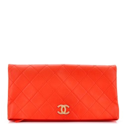 CC Foldover Clutch Quilted Lambskin Large