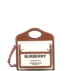 Logo Pocket Tote Canvas with Leather Mini
