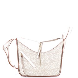 Hammock Bag Leather and Anagram Jacquard Small