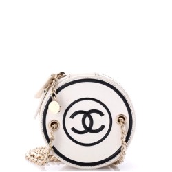 CC Round Vanity Case with Chain Quilted Lambskin Mini