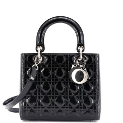 Vintage Lady Dior Bag Cannage Quilt Patent Medium
