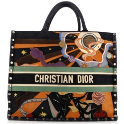 Book Tote Multicolor Studded Suede Large