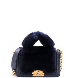 Top Handle Boy Flap Bag Fur Small