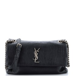 West Hollywood Shoulder Bag Crocodile Embossed Leather Medium