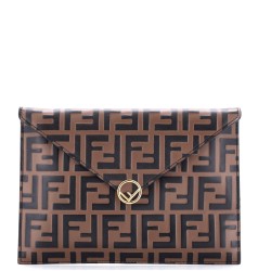 F is Fendi Envelope Flat Pouch Zucca Embossed Leather Large