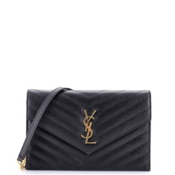Classic Monogram Wallet on Chain Matelasse Chevron Leather Small