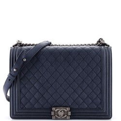 Boy Flap Bag Quilted Metallic Calfskin Large