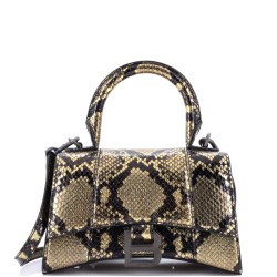 Hourglass Top Handle Bag Python Embossed Leather XS