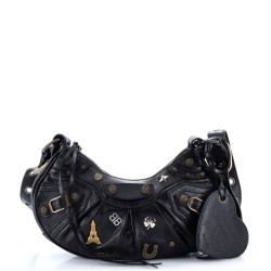 Le Cagole Giant Studs Shoulder Bag Pin Embellished Leather XS