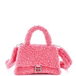 Fluffy Hourglass Top Handle Bag Faux Fur Small