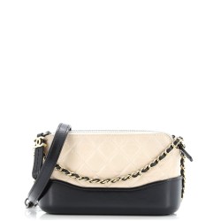 Gabrielle Double Zip Clutch with Chain Quilted Aged Calfskin
