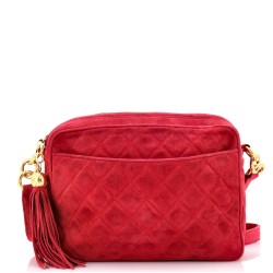 Vintage Front Pocket Camera Bag Quilted Suede Medium