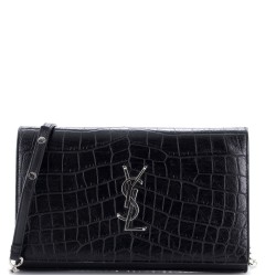 Classic Monogram Wallet on Chain Crocodile Embossed Leather Small
