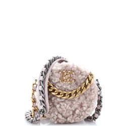 19 Round Clutch with Chain Quilted Shearling