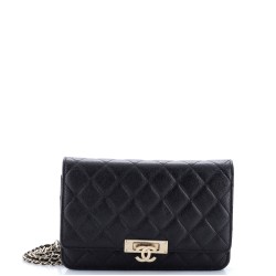 Golden Class Wallet on Chain Quilted Caviar