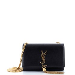 Classic Monogram Tassel Crossbody Bag Grainy Leather Small