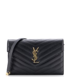Classic Monogram Wallet on Chain Matelasse Chevron Leather Small