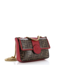 FF Logo Stamp Flap Bag Zucca Coated Canvas Mini