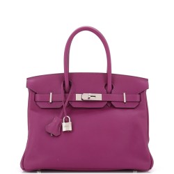 Birkin Handbag Anemone Swift with Palladium Hardware 30