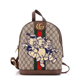 Disney Three Little Pigs Ophidia Backpack GG Coated Canvas with Applique Small