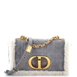 Caro Bag Cannage Quilt Suede with Shearling Small