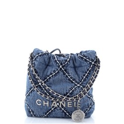 22 Chain Hobo Quilted Stitched Denim Mini