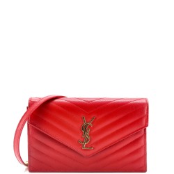 Classic Monogram Wallet on Chain Matelasse Chevron Leather Small