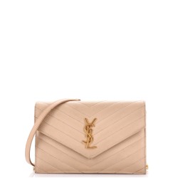 Classic Monogram Wallet on Chain Matelasse Chevron Leather Small