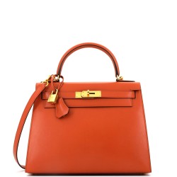 Kelly Handbag Terre Battue Tadelakt with Gold Hardware 28
