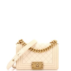 Boy Flap Bag Quilted Caviar Small