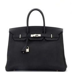 Birkin Handbag Noir Togo with Palladium Hardware 35