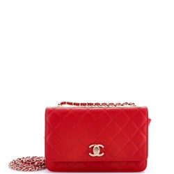 Trendy Chain CC Wallet on Chain Quilted Lambskin
