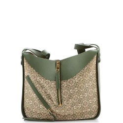 Hammock Bag Leather and Anagram Jacquard Small