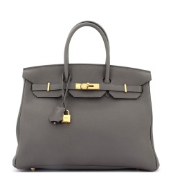 Birkin Handbag Grey Togo with Gold Hardware 35