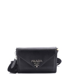 Envelope Flap Bag with Nylon Strap Saffiano with City Calf Mini