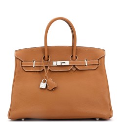 Birkin Handbag Gold Clemence with Palladium Hardware 35
