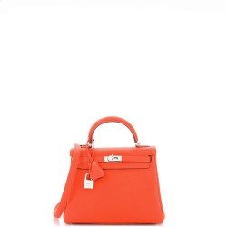 Kelly Handbag Rouge Tomate Togo with Palladium Hardware 25