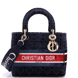 Lady D-Lite Bag Cannage Embroidered Velvet Medium