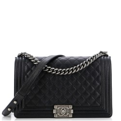 Boy Flap Bag Quilted Caviar New Medium