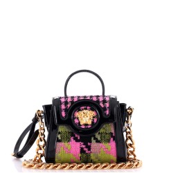 La Medusa Top Handle Bag Tweed with Patent Small