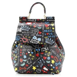 Miss Sicily Backpack Printed Leather Small